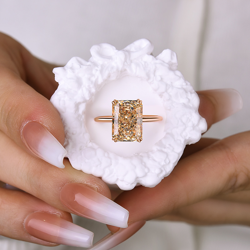 Classic elegance charming simulated rose-cut morganite ring is surrounded  by simulated diamonds in rose gold plated sterling silver - Diamond & Design